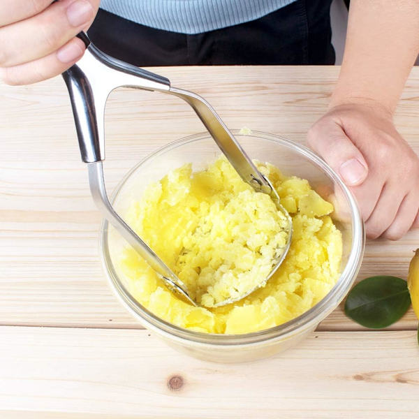 Kartoffelmoser i rustfrit stål, kraftig kartoffelmoser med anti