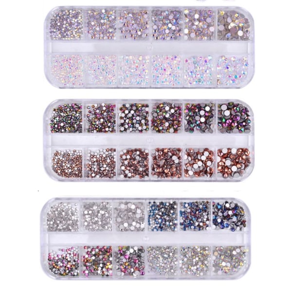 3 æsker flade bagsiden Rhinestone perler Nail Art smykker charms med krystaller ædelstene tilbehør f