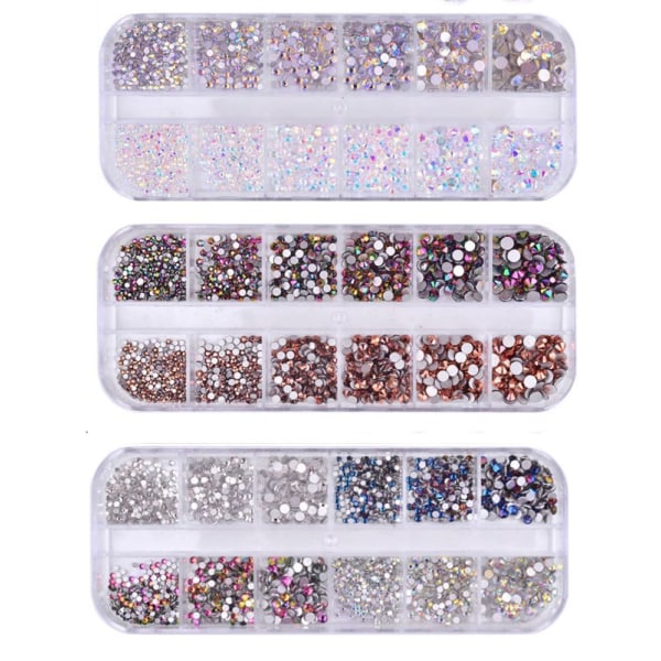 3 esker flatback Rhinestone Beads Nail Art smykker Charms with Crystals Gems Accessories f