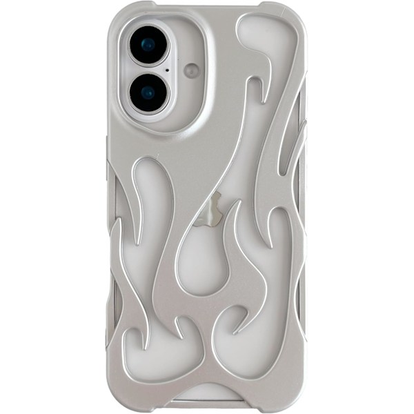 Lämpöä haihduttava iPhone-kotelo, yksivärinen ontto liekki matta pehmeä puhelinkotelo (hopea, iPhone 16 Pro Maxille)