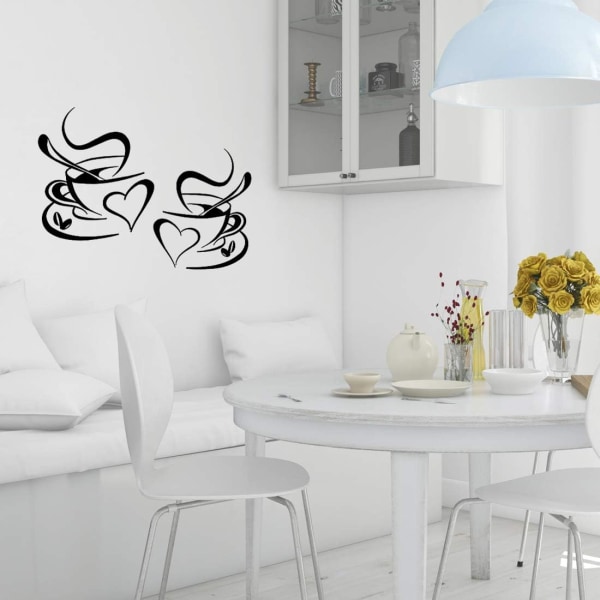 Setti 2 Cup Wall Decals keittiöön Vinyyli Love Quote Pub Dec