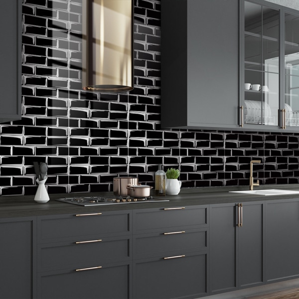 16 kpl keittiö- ja kylpyhuonetarroja (musta)
