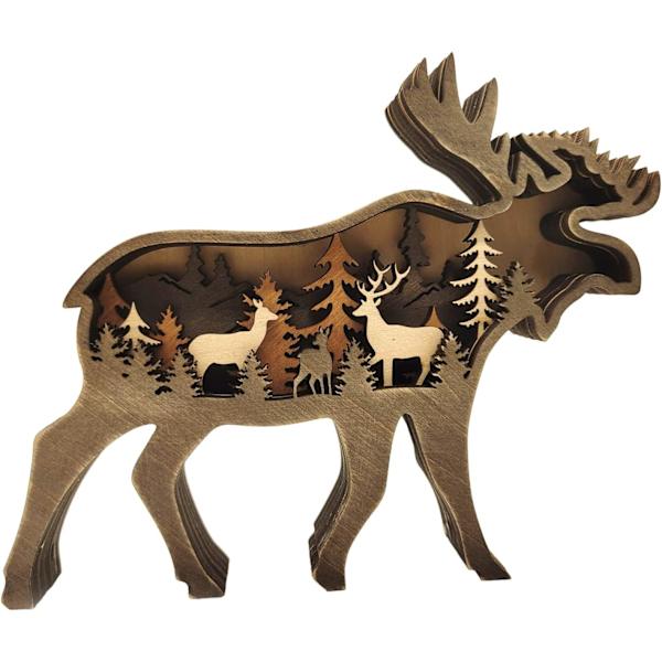 Træbrun bjørn skrivebordsornament, skovdyr bordpynt, W