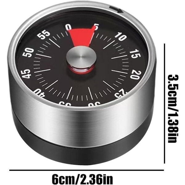Keittiöajastin, mekaaninen keittiöajastinkello magneetilla | 72 dB voimakas magneettinen lähtölaskenta-ajastin kannettava ruoanlaittoon, toimistoon, jääkaappiin ja uuniin