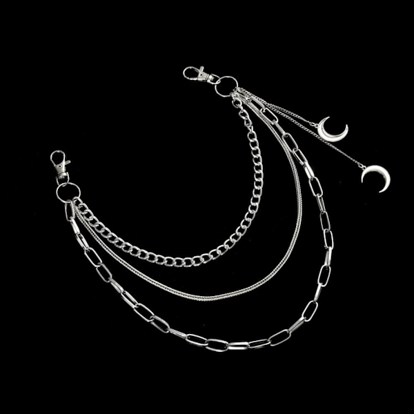 Goth Buksekæde til Kvinder Måne Pung Kæde til Mænd Vintage Spike Jeans Lommekæde Chunky Lagdelte Buksekæder til Mænd Punk Cool Spike Body Jean Kæde