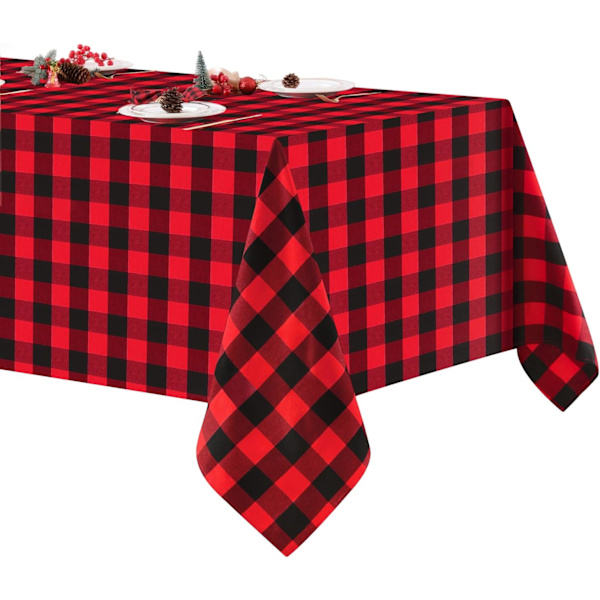 140×220×1cm Juledugs 56x84 Tommer Sort og Rød Ternet Dug Buffalo Ternet Dug til Julefest