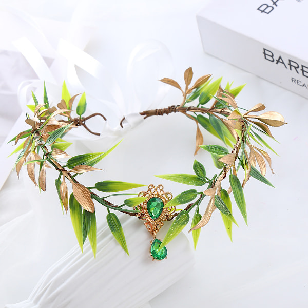 Renaissance Alvekrone med Blomster  Alvekroner Håndlaget Skogblad Diadem for Ren Faire Kostyme Kvinner Ha