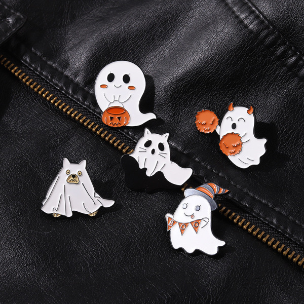 5 söpön haamuemalipinsin set - Gothic Emoji Badges Hallow
