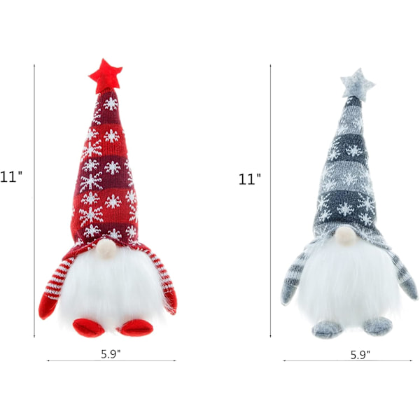 2 stk. GNOME julepynt med LED-lys 30 cm høj, svensk GNOME julemand Santa Tomte,