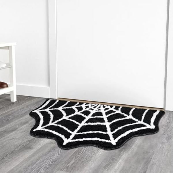 Halloween Badrumsmatta Halksäker Matta Spindelnät Matta Maskintvättbar Goth Badrumsmatta Area Mattor Gotisk Matta för Entré, Säng
