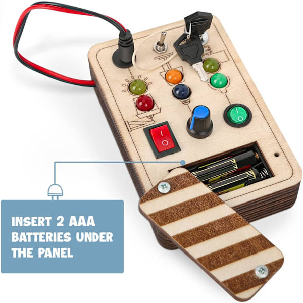 Barnleksak 2 3 år Montessori Busy Board LED Träleksak Sensorisk Tavla Motorik Modul Trav