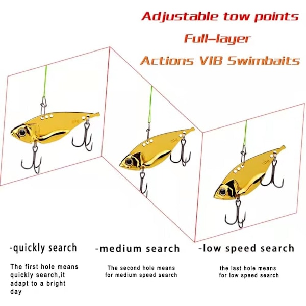 5-pack metallbladbeten för basfiskebeten Hårda metall VIB fiskeskedar Crankbaits S