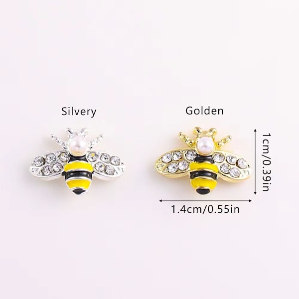 10 st guld-binagelkonstcharm, 3D guld-legering bin smyckescharm för naglar, DIY design söt Kawaii nagelkristall strass
