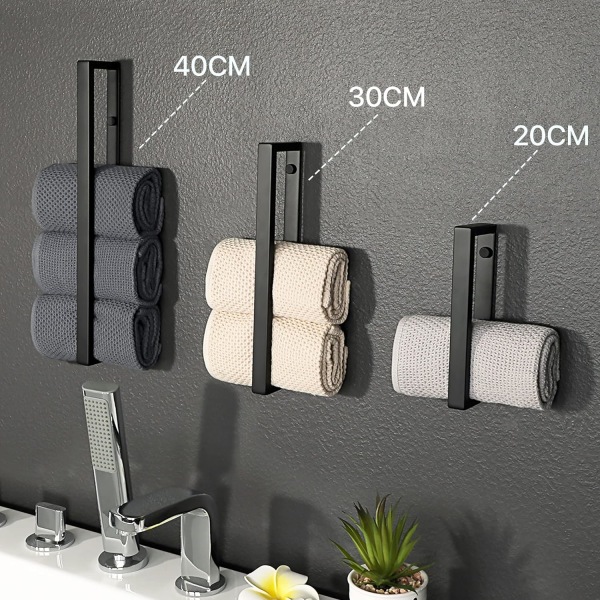 Håndkleholder for baderom, håndklestang, svart håndklehenger, 304 rustfritt stål, lengde 20 cm, veggmontert