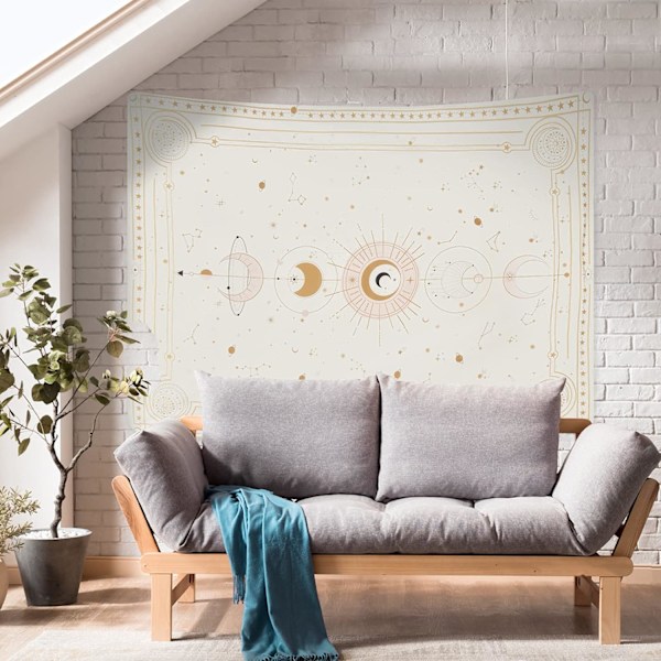 Månfas Gobeläng Väggbonad - Mystisk Konstellation Stjärnklar Himmels Tarotkort Väggbonad - Estetisk Retro Astrologi Väggkonst för Sovrum Vardagsrum