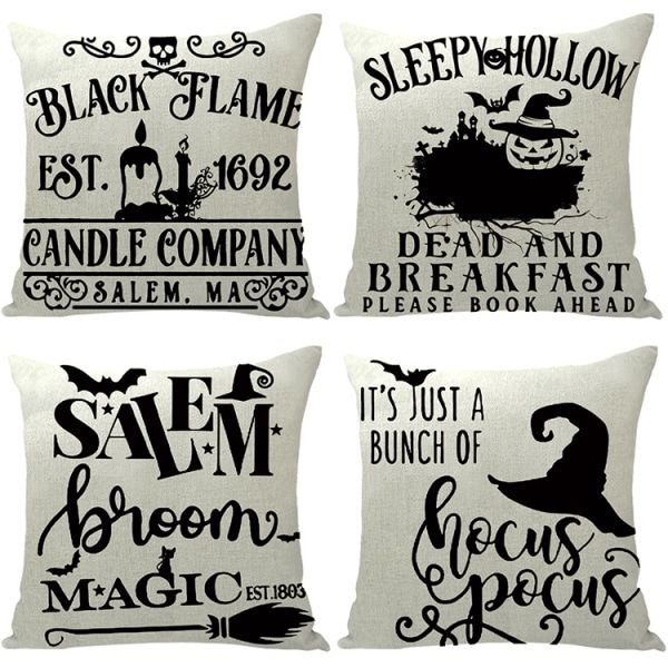 4 Pieces Halloween Witch Pumpkin Cushion Cover Printing Throw Pillow Case Home Sofa Bed Decor 45 x 4