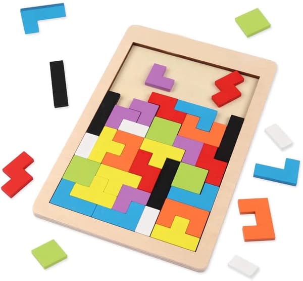 40-bitars träpussel Tangram pussel leksak för barn