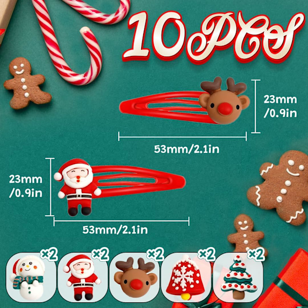 Julklipp, 10 stycken hårtillbehör Barrettes Jul
