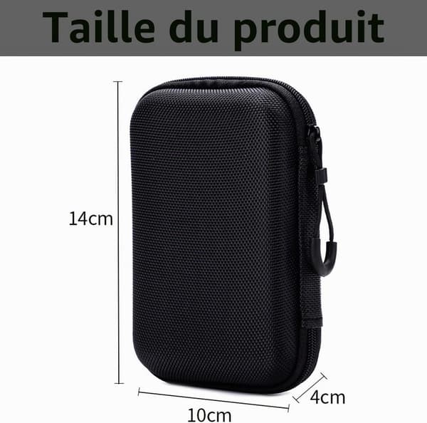 pc Ekstern Harddisk Taske - Stødsikker til 2,5 Tommer Bærbar SSD, Pose med Netkabel Lomme, Sort