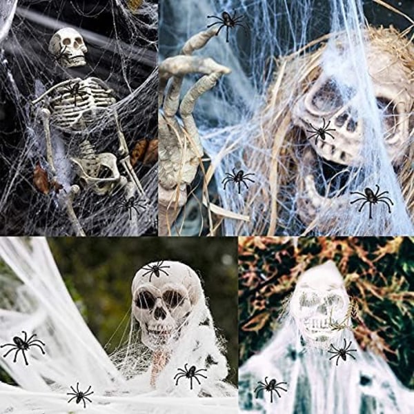Halloween dekoration spindel bomull (100g vit + 60 spindlar)