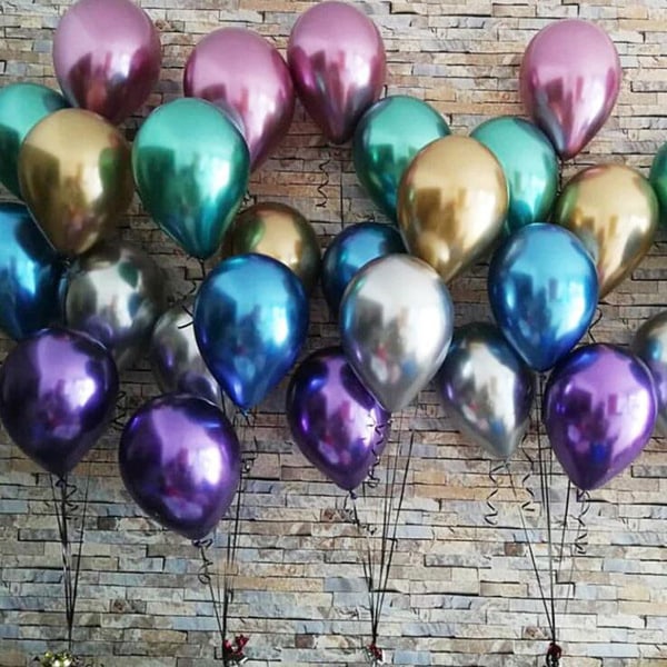 50 stk metalliske partyballonger, 3D Premium tykke kromlateksbir