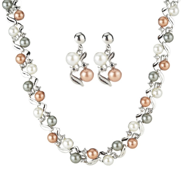 Populära mode flerlagers pärl strass halsband örhänge
