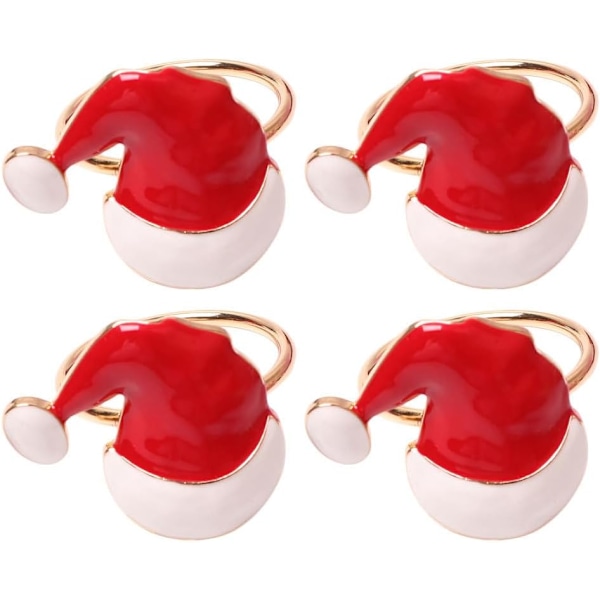 4 stk. Julemandshue Servietspænder Jule Serviet Smykker Banket Serviet Holder Bryllup Serviet Ring Landshue Julemandshue Serviet