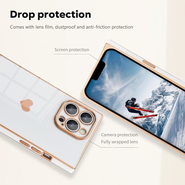 Fodral för iPhone 16 Pro Max - Rektangulär Design, Fullt Kameraskydd, Söt Hjärtformad Mönster, Elektropläterad Förstärkt Majs