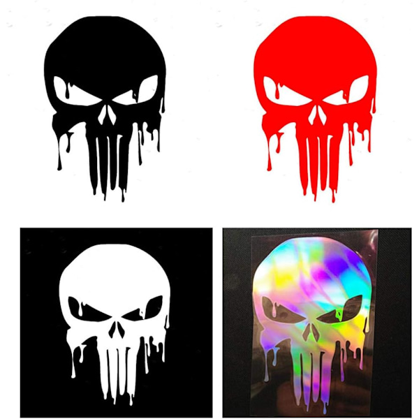 4 Pak Carved Ghost Carving Bilsticker Punisher Rider Bleeding Skull Sjove Bilsticker Reflekterende Bilsticker