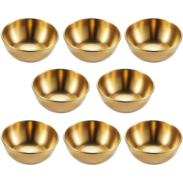 8 Pak 8,1 cm Runde Underkopper Skåle rustfrit stål Saucekopper Mini Individuelle Krydderi Pudding Krydderiskåle Appetitplader Dyppeskål, til Sus