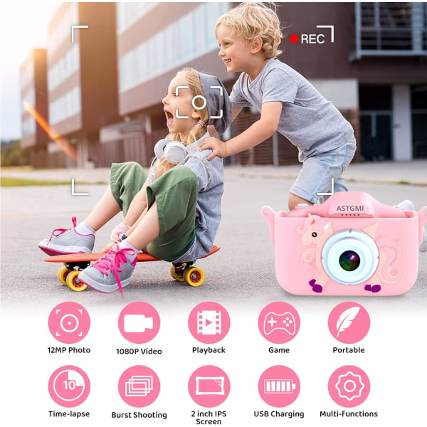 Børnekamera, 2,0 tommer digitalt børnekamera, Mini genopladelig Chi