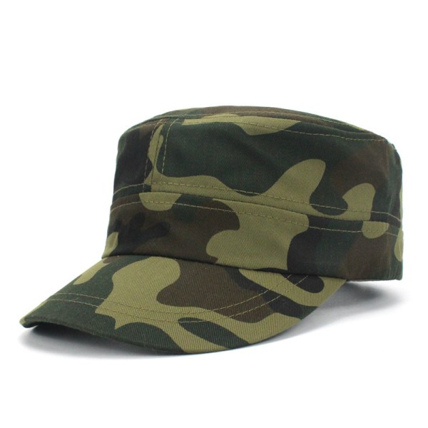 Camouflage Flat Top Baseball Cap (grønn), Military Style Cap, Cot