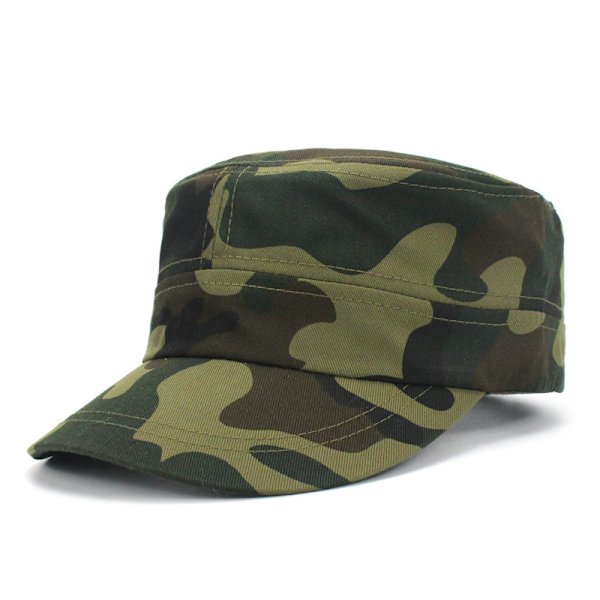 Kamouflage Flat Top Baseball Cap (Grön), Militär Stil Cap, Cot