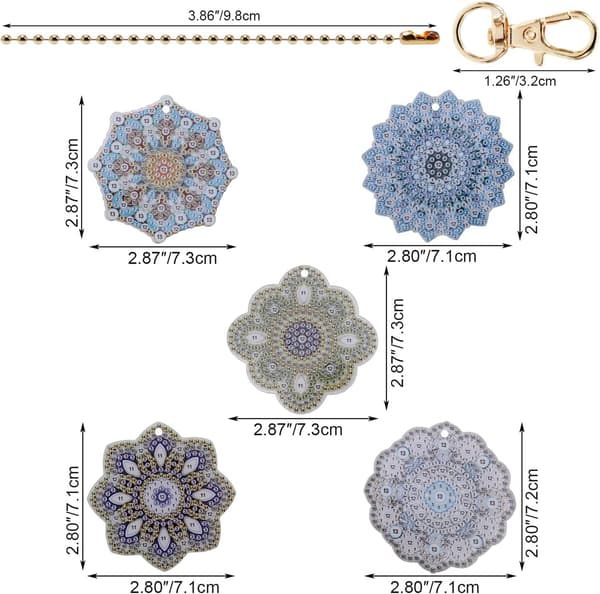 5 kappaletta 5D DIY Mandala timanttimaalaus avaimenperät, Double-S