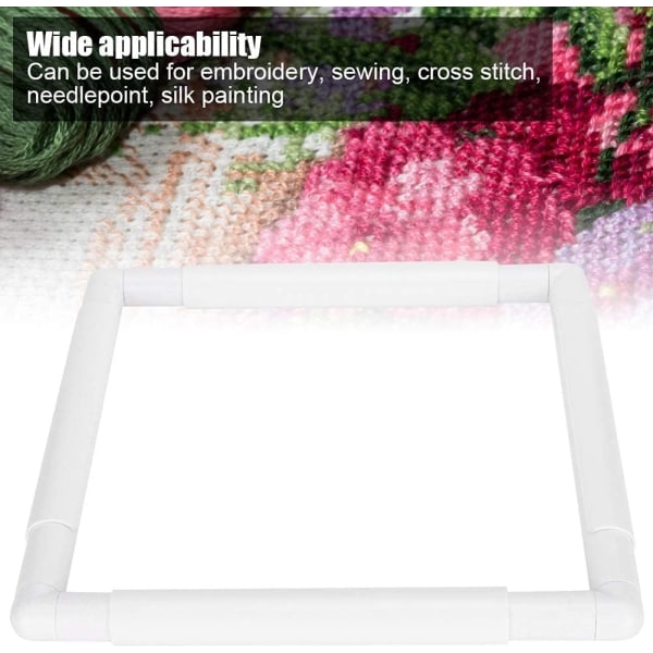 Broderiramme (27,9 x 27,9 cm), firkantet rektangulær plastklipsramme