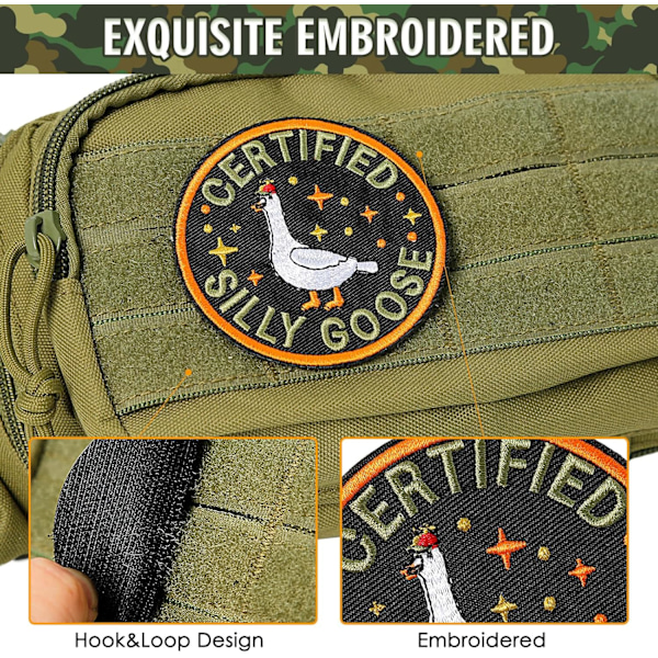Rolig Gåspatch med kardborre, Färgglad Broderad Patch, Söta Djur Meme Moralpatch, DIY Applikationstillbehör för