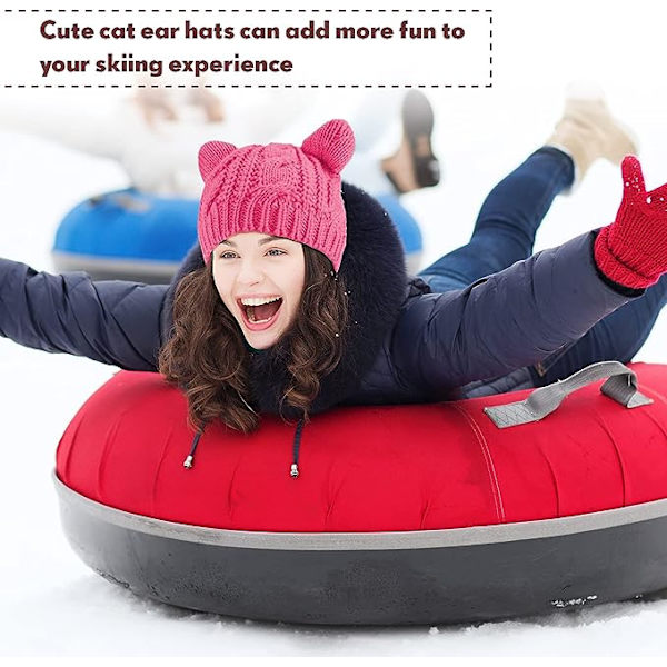 Kissan korva pipohattu - Rose Red Cute Cat Knitted Hat Winter Knit