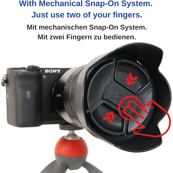 Objektivlock för kamera, Ø40,5 mm diameter, snäpplock, kompatibelt med Nikon, Canon, Sony, Sigma