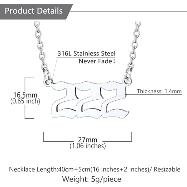 2 Angel Number Choker Necklace for Women Men, 000-999 Lucky Numbe