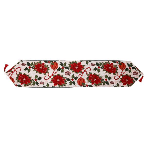 1pcs Christmas Table Runner 180 x 35cm（Flowers）, Festive Christma