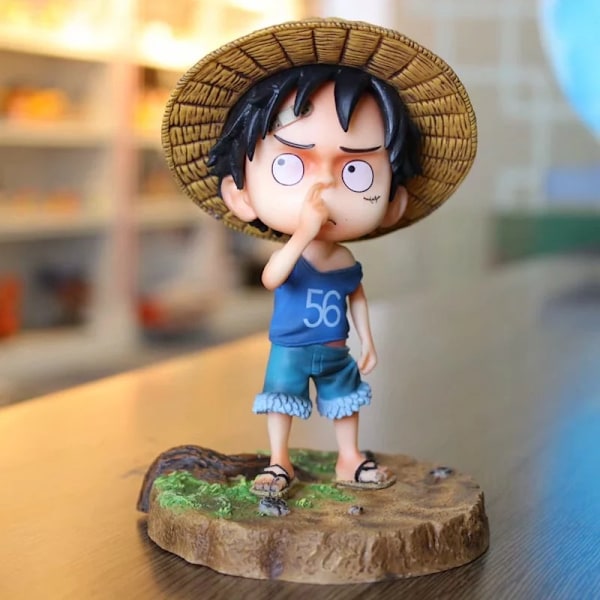 Anime Q-versio Monkey D. Luffy 15cm Cartoon Monkey D. Luffy PVC-figuuri Työpöydän toimintahahmo Collec