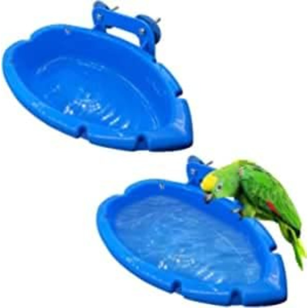 2-pack Fågelbad för små papegojor, hängande badkar, multifunktionell badkar/matskål