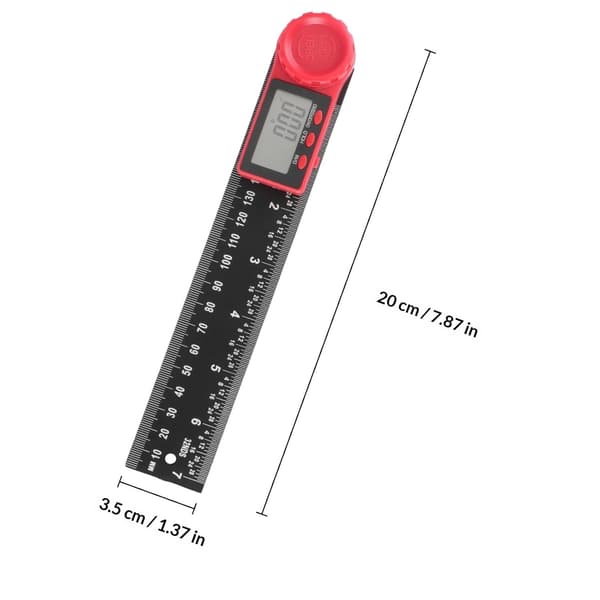 Digital vinkelmåler med LCD-display, præcis måling, sort ABS og rustfrit stål, fast værdi, til kvadratiske rammer og skærevinkler
