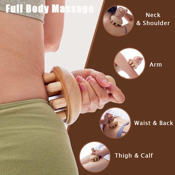 1 st Trä Svampformad Massageapparat | Manuellt Träterapi Massageverktyg, Anti Celluliter, Maderoterapi, Lymfdränage, Lindring av Muskelspänningar, f