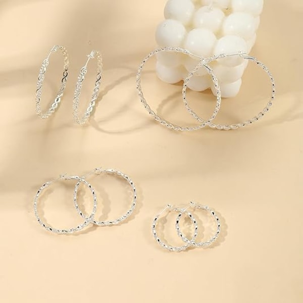 1 Par Øreringe Hoops til Kvinder Letvægts Twisted Hoop Øreringe med Cubic Zirconia Hypoallergeniske Hoops Øreringe (3