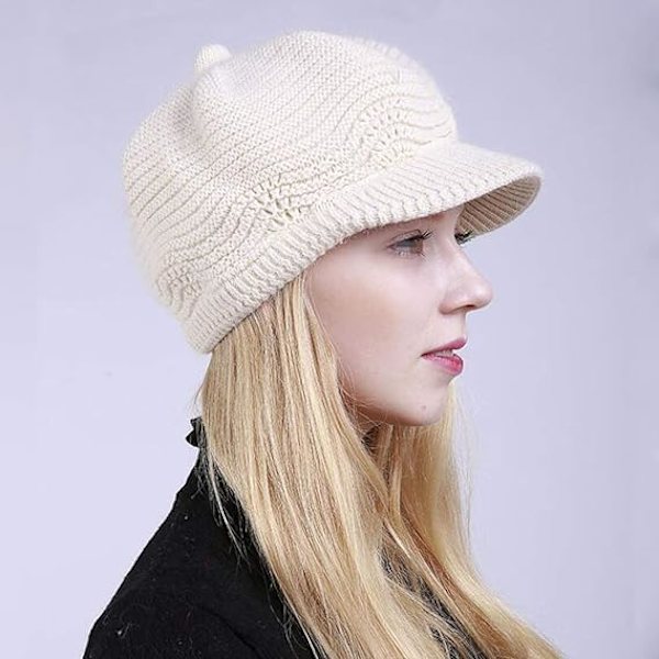 1 x Myk strikket beret for kvinner med hodeskallevisir