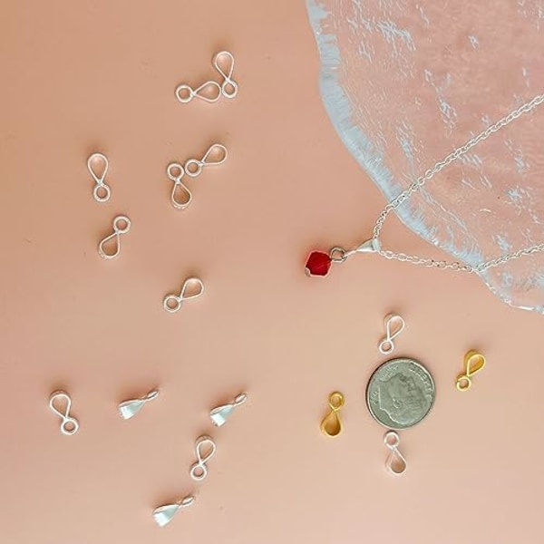 5 st 14K Guld Bail för Berlocker Spänne med Öppen Slinga, 925 Sterling Silver Smycken Bail för Berlocker Glidande Kopplingar f