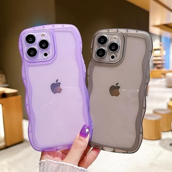 Yhteensopiva iPhone 15 Pro Max -kotelon kanssa 2023 6,7\", söpö Kawaii-kiharaisen aallon kehyksen muotoinen pehmeä silikoninen iskunkestävä suoja