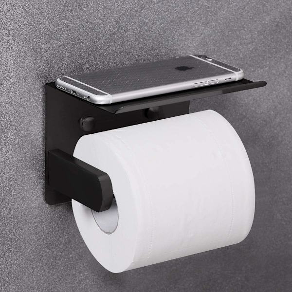 WC-paperiteline puhelinhyllyllä + 2 pyyhekoukkua, seinälle kiinnitettävä M