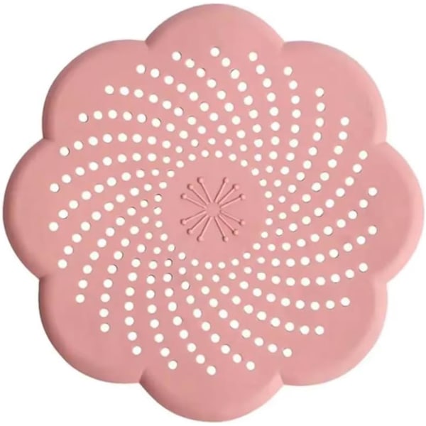 Blomsterformet Silikone Gulvafløbsdæksel Mesh Vask Si Anti-blokering Badeværelsestilbehør (Pink)